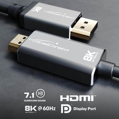 DisplayPort 1.4 to HDMI 2.1 Adapter Cable - 1.8m - 8K/60Hz