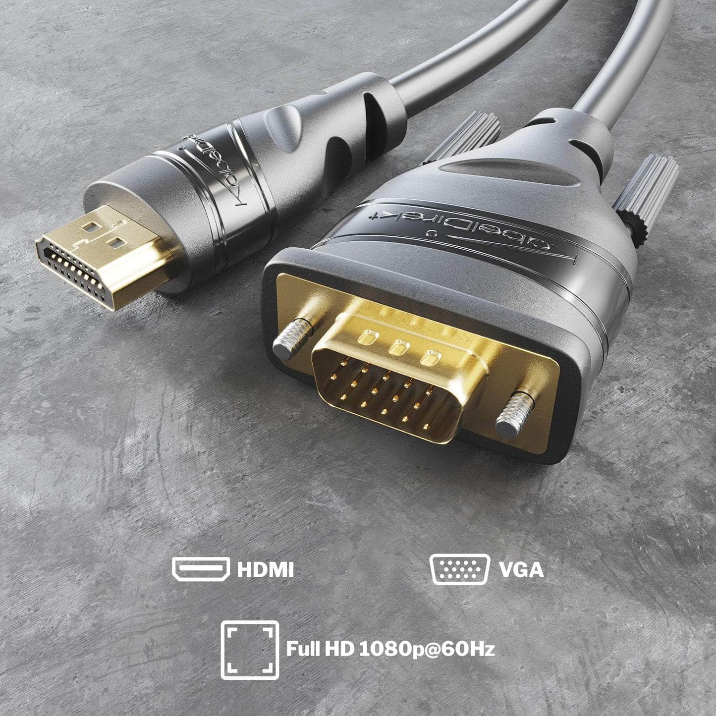 HDMI-VGA Adapter Cable - HDMI to VGA/D-Sub 15 Monitor Cable
