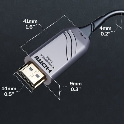 Ultra High Speed ​​HDMI 2.1 Optical Cable - 48G, 8K@60Hz, Licensed, Silver/Black, Fiber Optic Cable