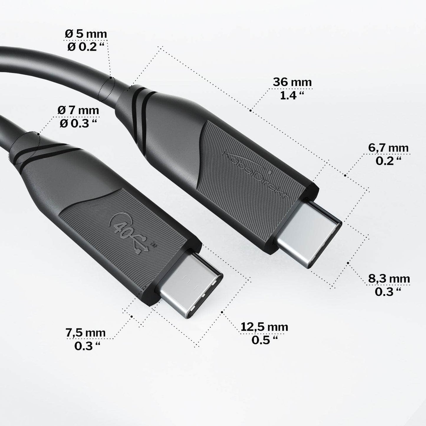 USB-C cable - USB 4.0, Power Delivery 3, Thunderbolt 4, black - 1m