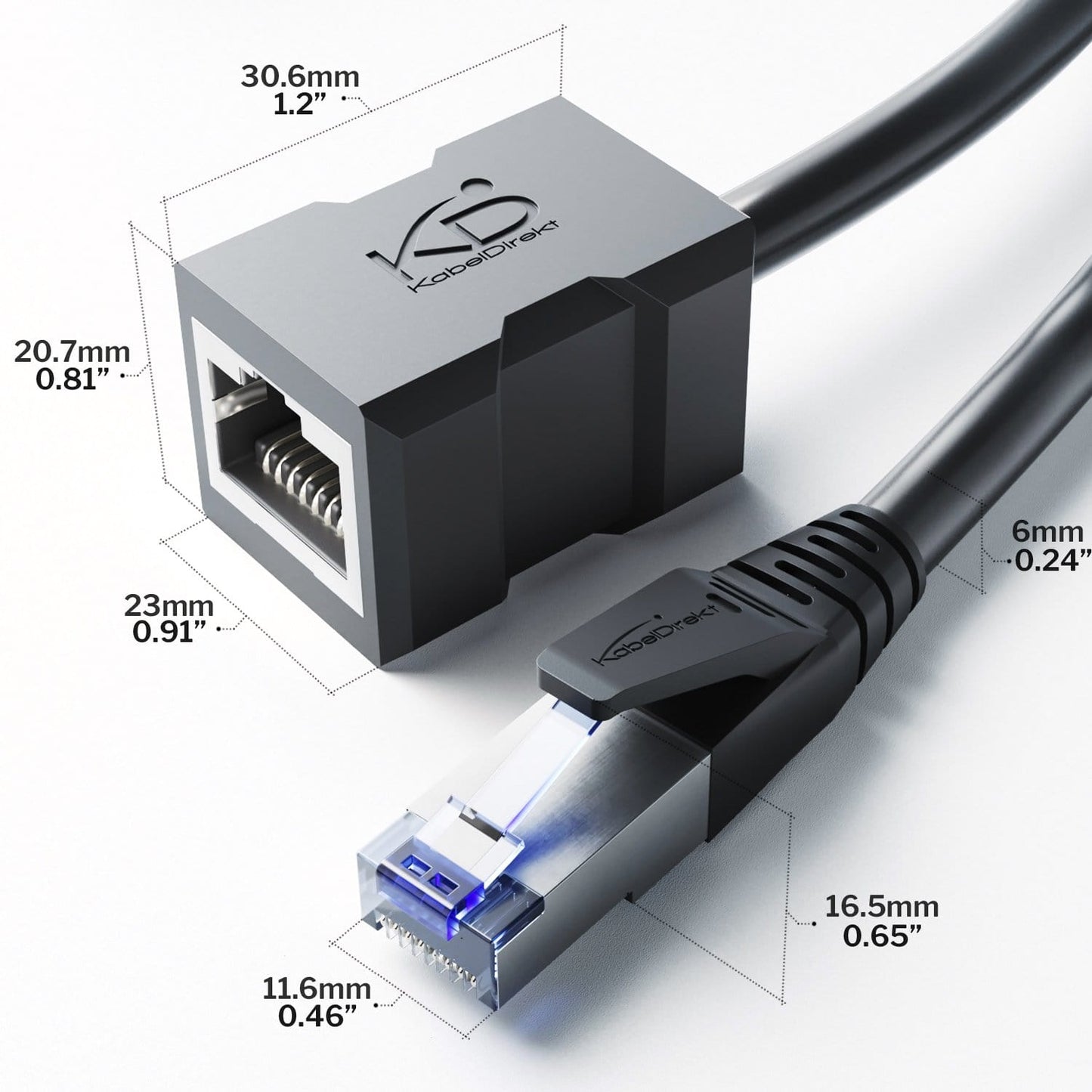 Cat 7 network extension with RJ45 socket - 10 Gigabit Ethernet, LAN & patch cable