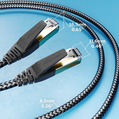 Cat 8 network cable with FlexMesh braiding - 40 Gbit/s Ethernet, LAN & patch cable