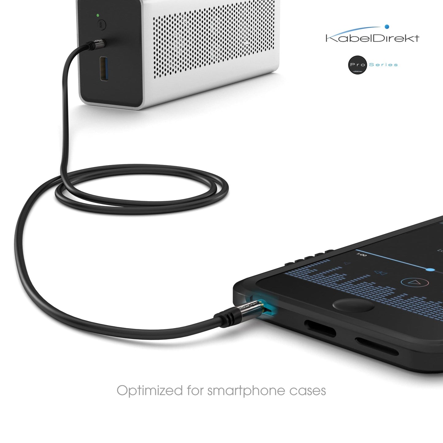 AUX Audio & Klinkenkabel - unzerstörbar konstruiert & optimal geeignet für iPhones, iPads, Smartphones, Auto - schwarz