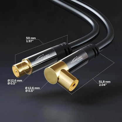 Antenna cable - 90° angled coax socket > straight coax plug