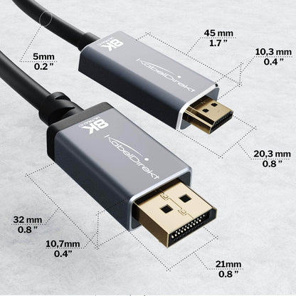 DisplayPort-1.4- auf HDMI-2.1-Adapterkabel – 1,8 m – 8K/60 Hz