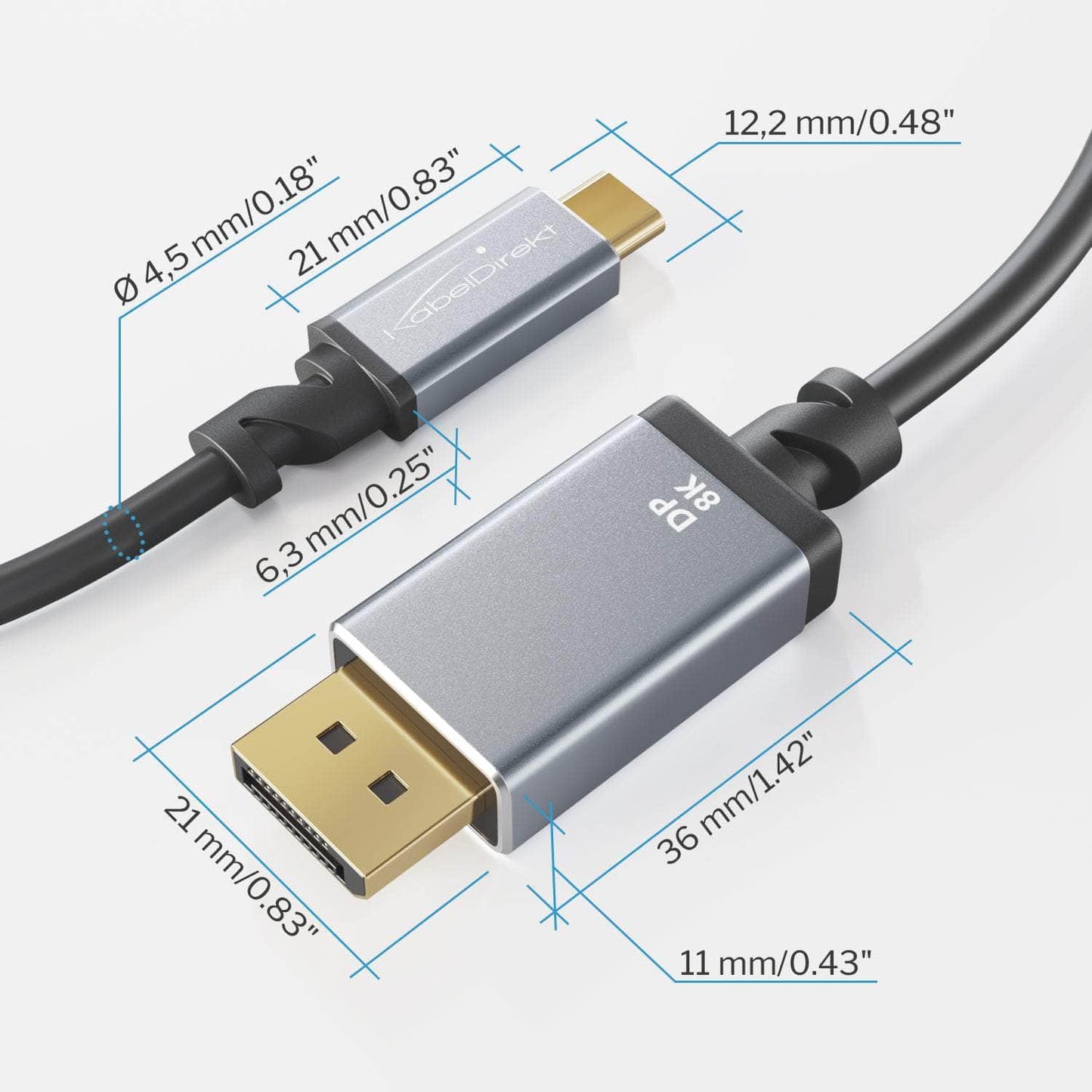 USB-C- auf DisplayPort-1.4-Adapterkabel - 2m - für 8K bei 60Hz