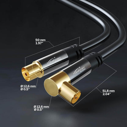 Antenna cable – 90° angled coax plug > straight coax socket
