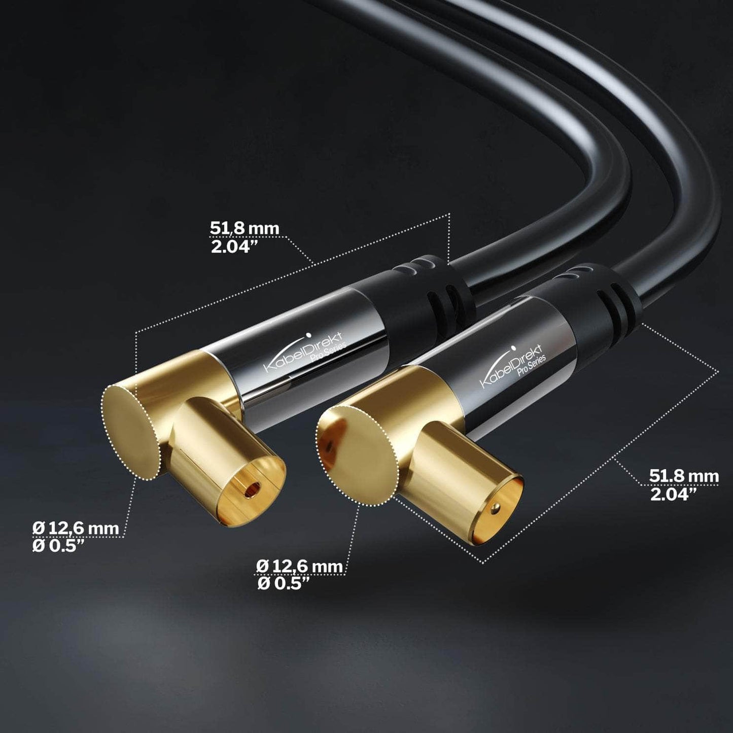 Antenna cable - 90° angled coax plug > angled coax socket