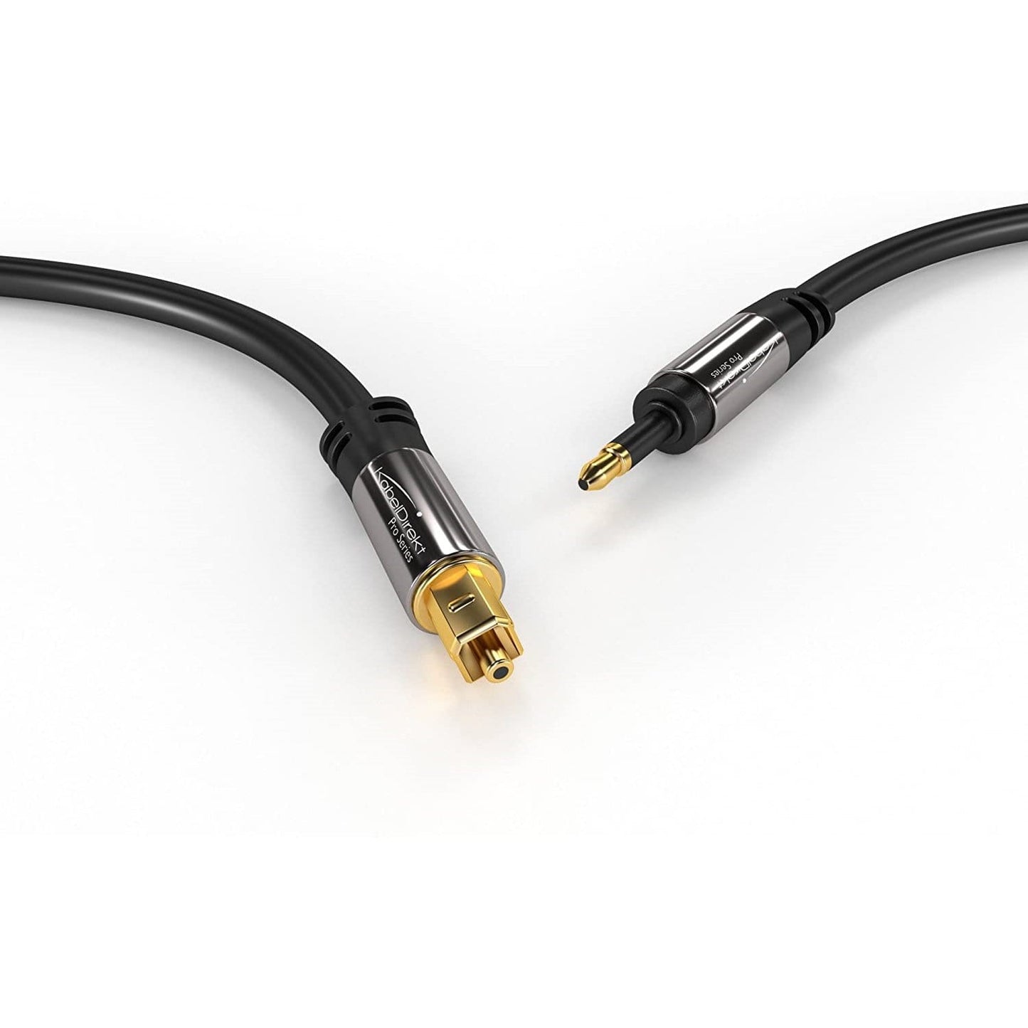 TOSLINK auf Mini-TOSLINK, optisches Audiokabel, Lichtwellenleiter/LWL, überträgt Digitale Audiosignale an Fernseher/Verstärker/HiFi-Geräte, schwarz