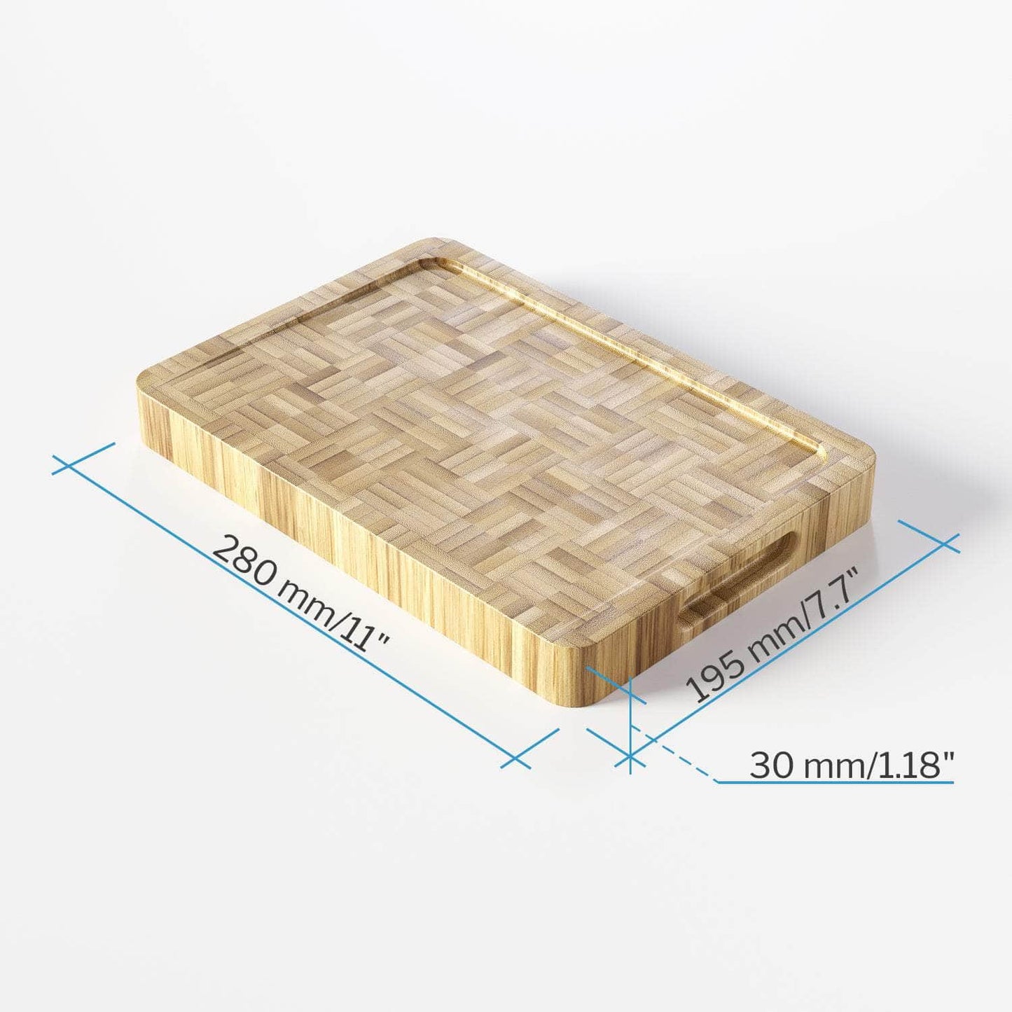 Cutting board made of 100% FSC certified bamboo - size M - with juice groove and recessed grips - from KD Essentials