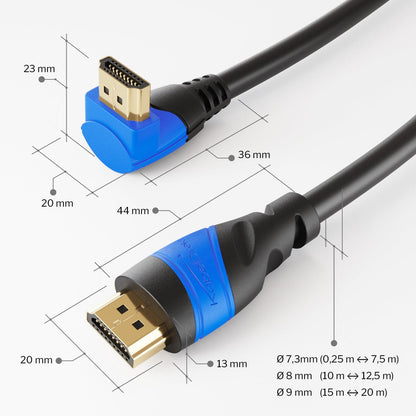 4K High Speed HDMI Kabel – gewinkelt, 270° – mit Ethernet, 3D, ARC, HDR