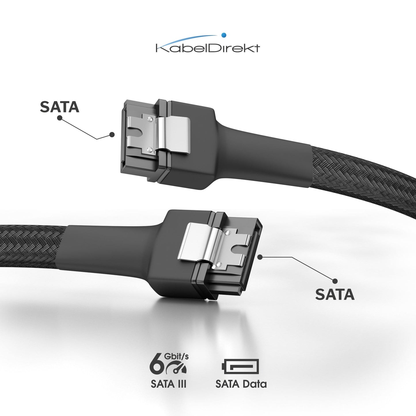 SATA data cable - 30 cm 60 cm, straight and 90° angled, 6 Gbit/s, SATA-III, set of 3