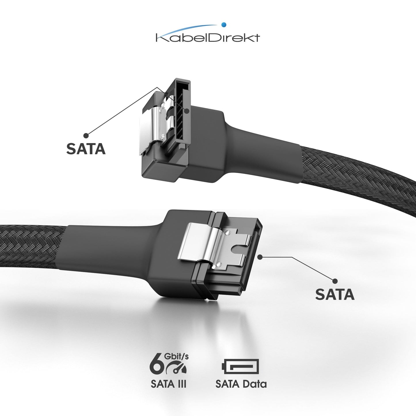 SATA data cable - 30 cm 60 cm, straight and 90° angled, 6 Gbit/s, SATA-III, set of 3