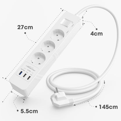 Steckdosenleiste weiß – TÜV-zertifizierte Mehrfachsteckdose mit USB und Quick Charge