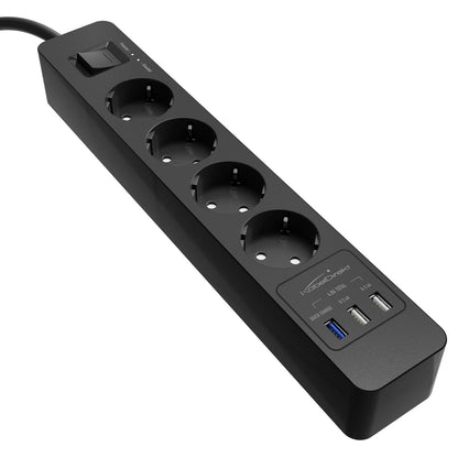 Steckdosenleiste schwarz – TÜV-zertifizierte Mehrfachsteckdose mit USB und Quick Charge