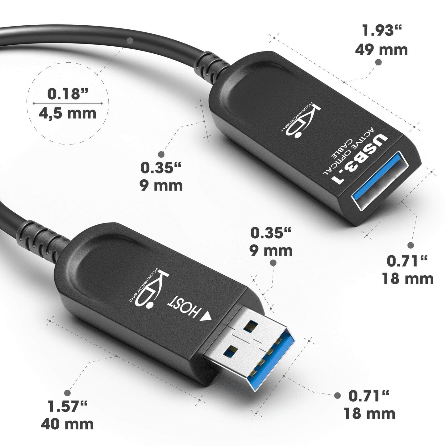 USB-Verlängerungskabel, optisch, USB 3.1 Gen2 für bis zu 10 Gbit/s