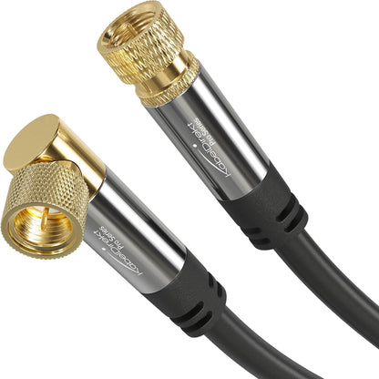 SAT cable 90° angled to straight F connector, 75 Ohm - coaxial cable for HD TV, radio, DVB-T2, DVB-C, DVB-S, DVB-S2