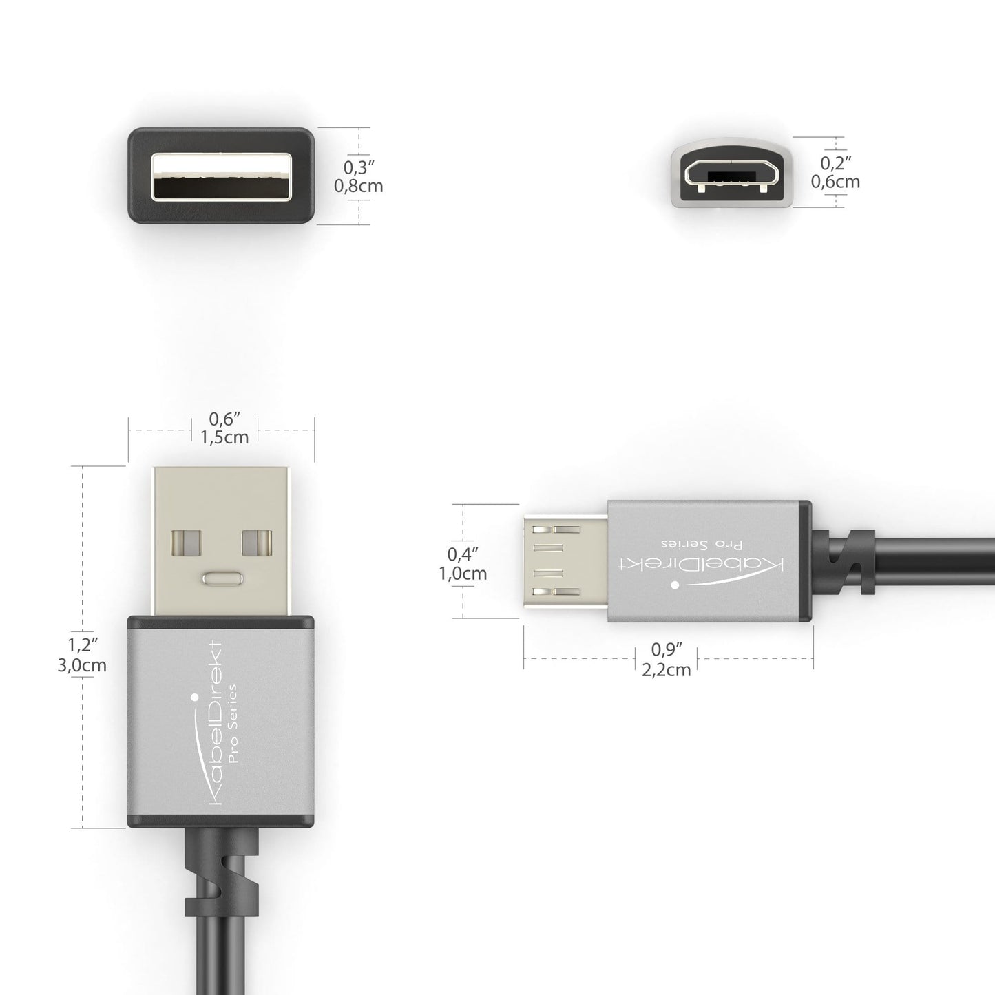 Micro-USB-Kabel, USB 2.0, grau