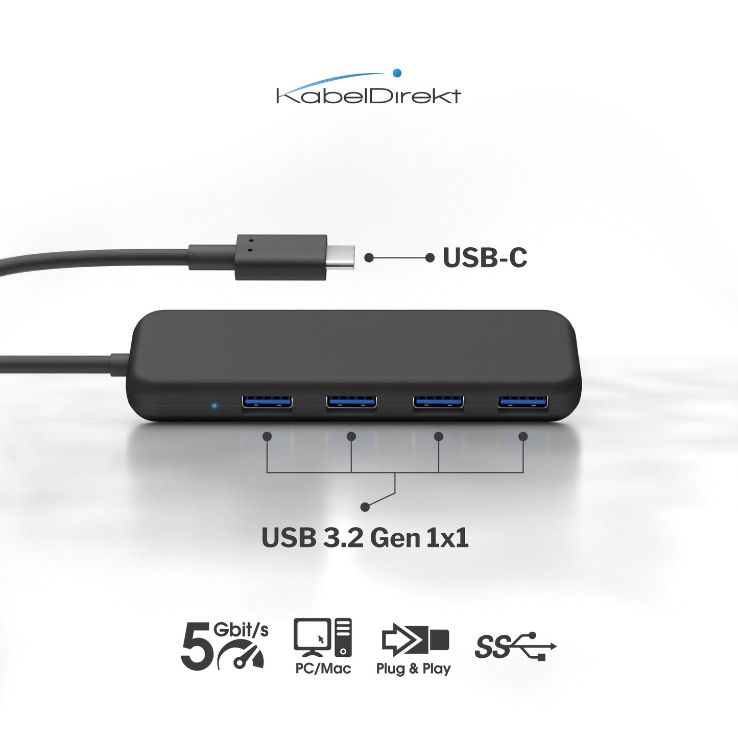 USB-C Hub - For connecting up to 4 devices with USB-A (USB-C plug)