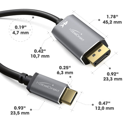 USB-C to DisplayPort adapter cable - 2m - for 4K at 60Hz