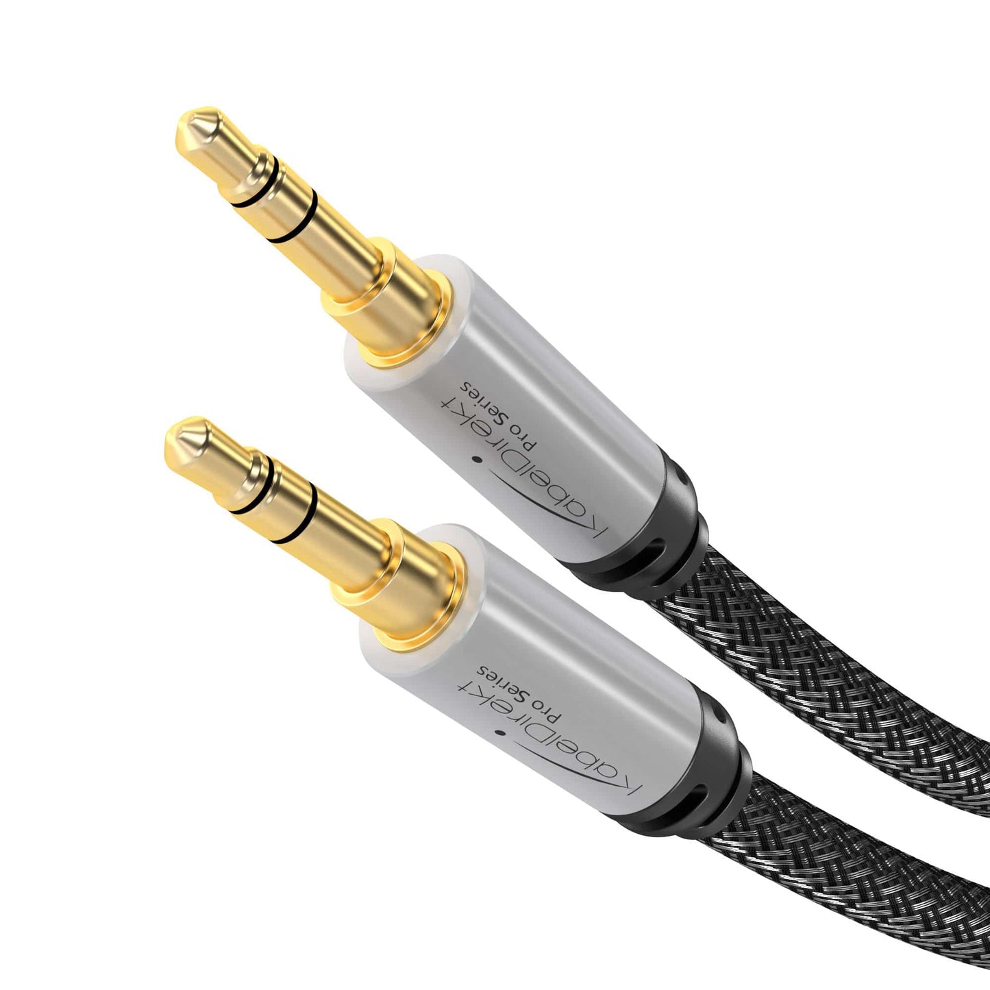 AUX audio & jack cable - designed to be indestructible & ideally suited for iPhones, iPads, smartphones, cars - silver