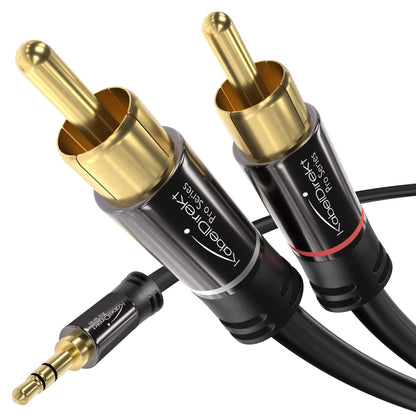 Adapter cable, Aux jack/3.5mm to 2 RCA/RCA, Y audio cable for connecting smartphones/notebooks and other devices to HiFi systems/speakers
