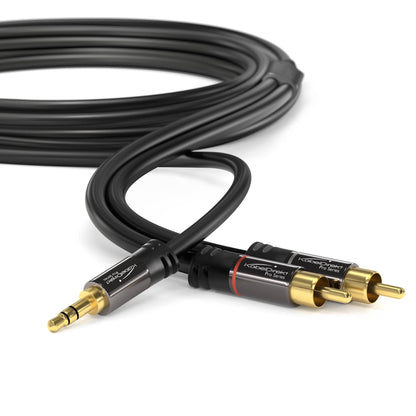Adapter cable, Aux jack/3.5mm to 2 RCA/RCA, Y audio cable for connecting smartphones/notebooks and other devices to HiFi systems/speakers