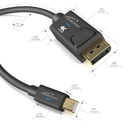 Mini DisplayPort (DP / Thunderbolt) to DisplayPort cable - UHD resolution with 4K / 60Hz, version 1.2, for PC, Mac