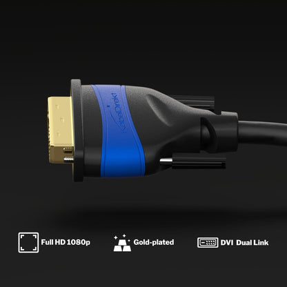 DVI Kabel – Dual Link DVI, 24+1 Kabel, Full HD 1080p, 3D