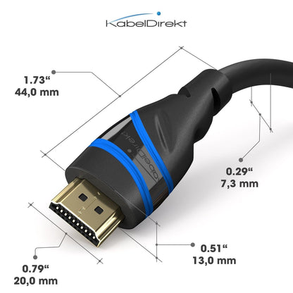 8K Ultra High Speed ​​HDMI 2.1 Cable - 48G, 8K@60Hz, Officially Tested and Licensed, Black/Blue