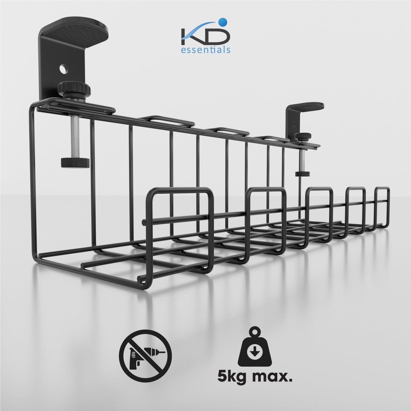 KD Essentials - Metal Cable Basket 1/2 Pack - Cable Holder & Cable Duct & Cable Tray, clampable