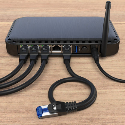 CAT 6 Netzwerkkabel F/UTP, Ethernet, LAN & Patch Kabel, schwarz/silber