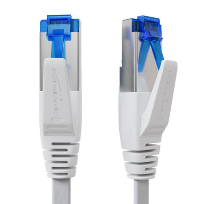 Cat 7 Ethernet- & Netzwerkkabel flach - weiß  - 10 Gbit/s mit RJ45-Stecker