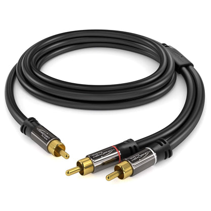 1 Cinch zu 2 Cinch Y-Kabel, Stereo-Audiokabel, Koax-Kabel, RCA-Stecker analog/digital, Adapter für Subwoofer/Verstärker/HiFi und Heimkino/Receiver