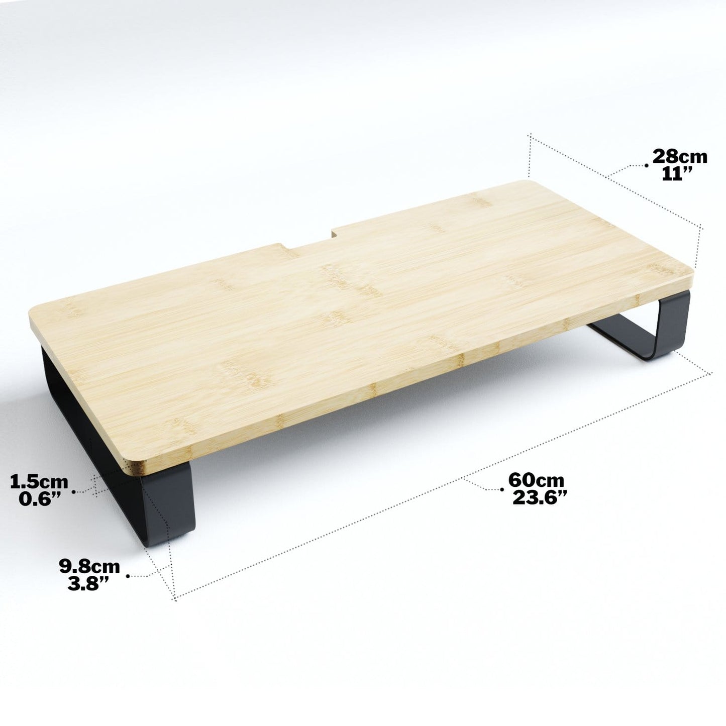 Bamboo Monitor Stand - Wooden Table with Metal Legs by KD Essentials